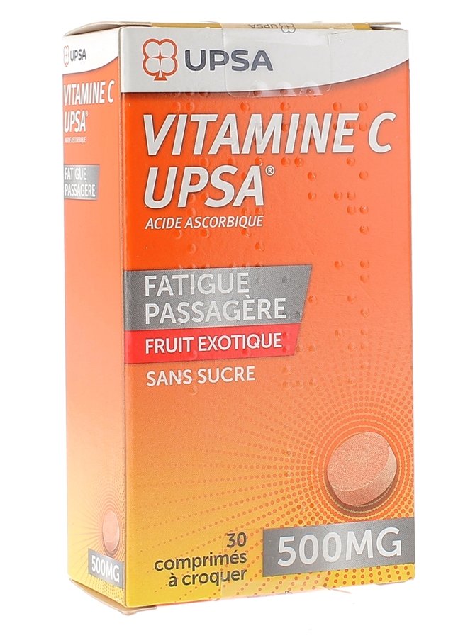 Vitamine C UPSA 500mg fruit exotique - Boîte de 30 comprimés à croquer