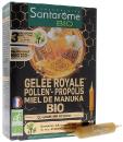 Gelée royale pollen propolis miel de Manuka bio Santarome - boîte de 20 ampoules