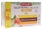 Gelée royale bio 1500 mg miel d'acacia pollen Super Diet - boite de 20 ampoules + 10 offertes