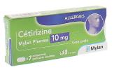 Cétirizine 10 mg Mylan comprimé pelliculé secable - boite de 7 comprimés