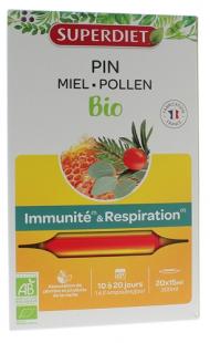 Pin Miel Pollen Immunité et Respiration Bio 20 ampoules - Super Diet  Aromatic provence