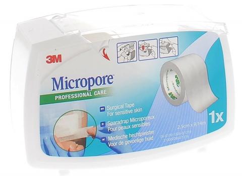 Micropore sparadrap chair avec dévidoir 3M - premiers soins