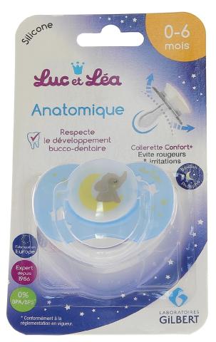 Sucette silicone anatomique 0-2 mois Luc et Léa - Canard jaune