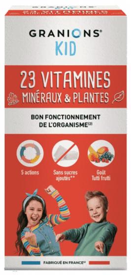 23 vitamines minéraux et plantes kids Granions - flacon de 200 ml