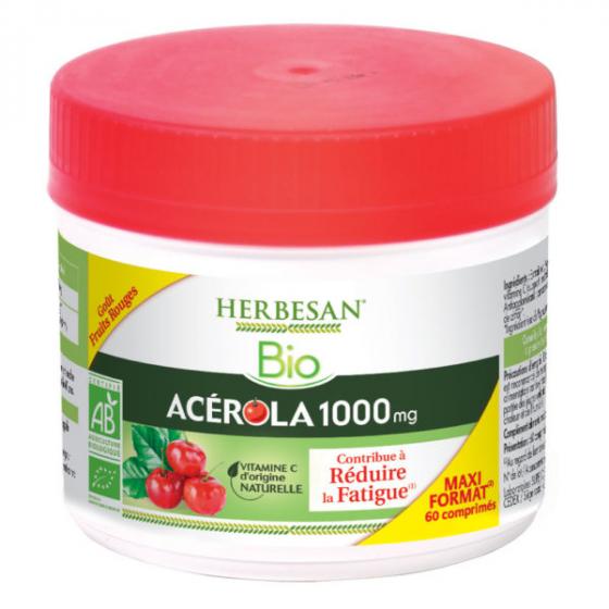 Acérola 1000mg bio Herbesan - pot de 60 comprimés