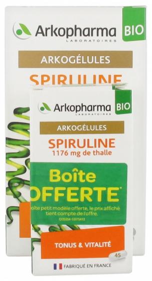 Arkogélules Spiruline bio Arkopharma - boîte de 150 gélules + 45 gélules offertes