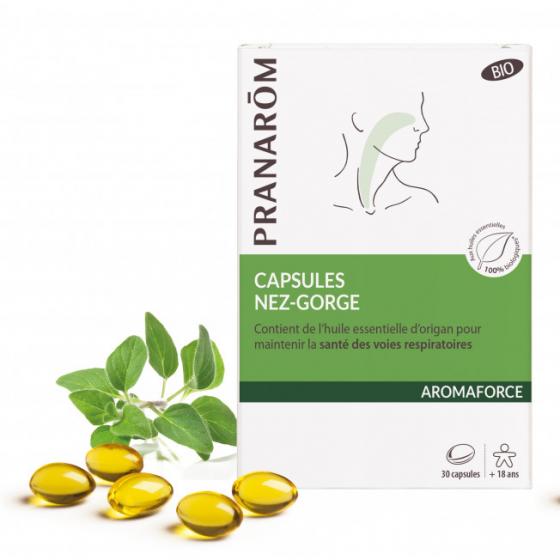 Aromaforce Capsules Nez-Gorge Bio Pranarôm - boîte de 30 capsules