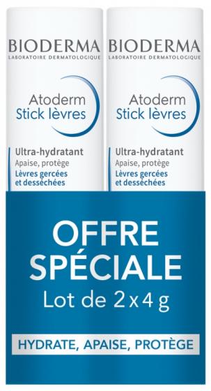 Atoderm Stick lèvres ultra-hydratant Bioderma - lot de 2 sticks de 4g