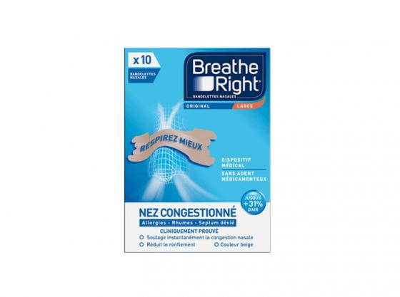Bandelettes nasales Original Breathe Right - boîte de 10 unités