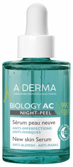 Biology AC Night-Peel Sérum peau neuve bio A-Derma - flacon-pipette de 30 ml
