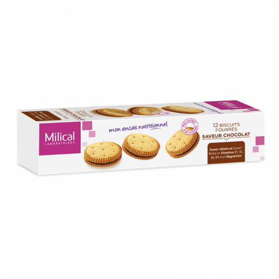Biscuits fourrées saveur chocolat Milical - boite de 12 biscuits
