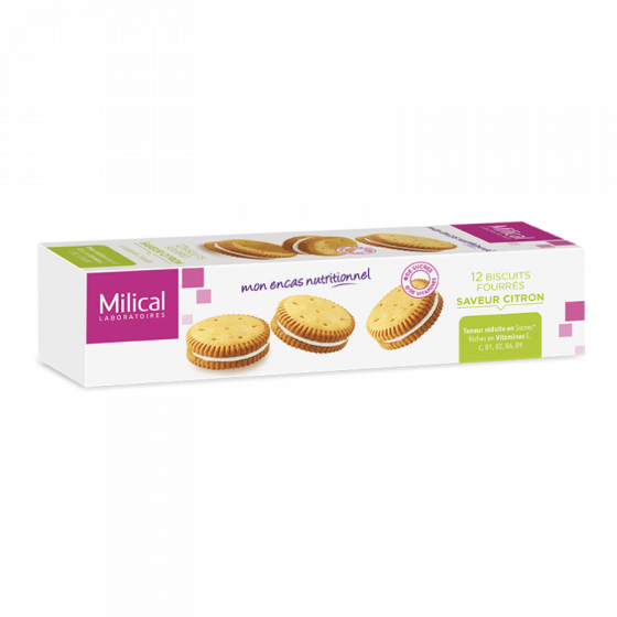 Biscuits fourrées saveur citron Milical - 12 biscuits