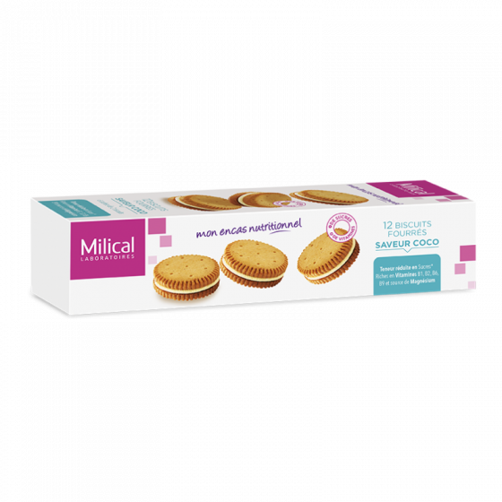 Biscuits fourrés saveur coco Milical - 12 biscuits