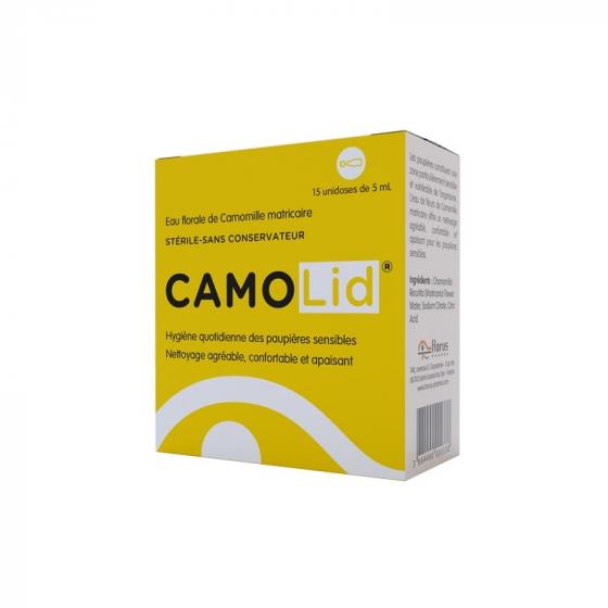 CamoLid Eau florale de Camomille matricaire hygiène des paupières - boîte de 15 unidoses
