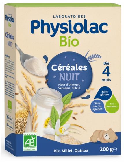Céréales nuit bio dès 4 mois Physiolac - boîte de 200 g