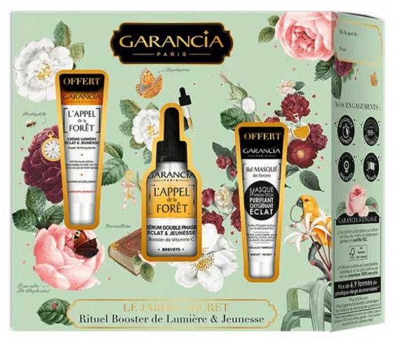 Coffret Le Jardin Secret rituel booster de lumière et jeunesse Garancia - coffret de 3 produits dont 2 offerts