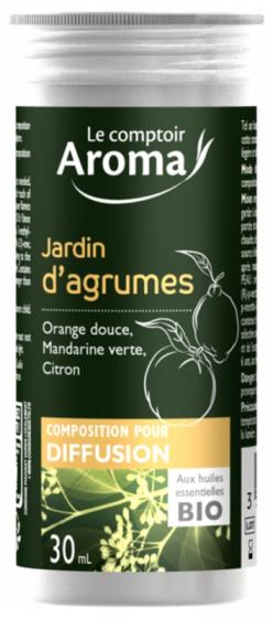 Composition pour diffusion jardin d'agrumes Le comptoir Aroma - flacon de 30 ml