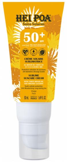 Crème solaire visage sublimatrice SPF50+ Hei Poa - tube de 50 ml