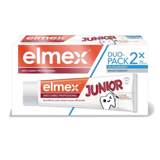 Dentifrice anti-caries professional junior 6-12 ans Elmex - lot de 2 tubes de 75 ml