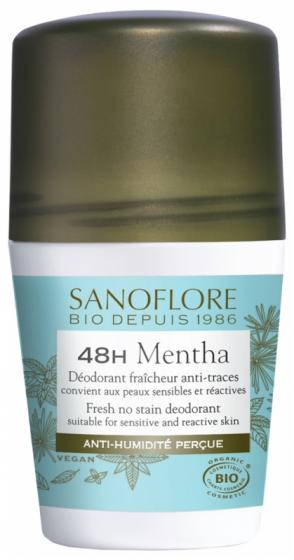 Déodorant Mentha efficacité 48h bio Sanoflore - roll-on de 50ml