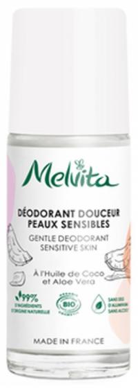 Déodorant douceur peaux sensibles bio Melvita - roll-on de 50 ml