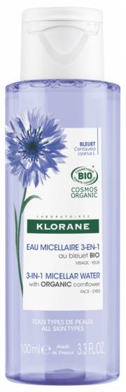 Eau micellaire 3 en 1 au Bleuet bio Klorane - flacon de 100 ml