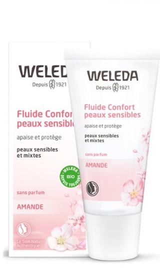 Fluide confort peaux sensibles à l'amande bio Weleda - flacon de 30 ml