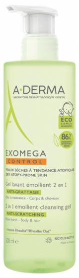 Exomega Control Gel lavant émollient 2 en 1 A-Derma - flacon de 500 ml