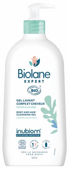Gel lavant corps et cheveux bio Biolane Expert - flacon-pompe de 500 ml