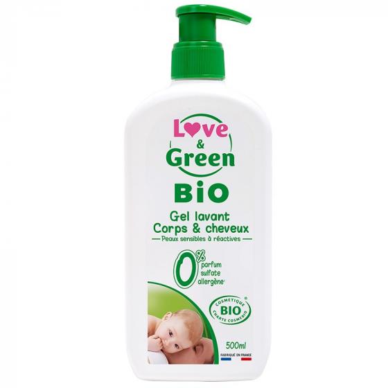 Gel lavant corps et cheveux bio Love & Green - flacon de 500 ml