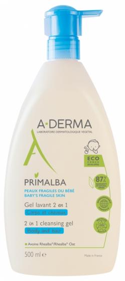 Primalba Gel lavant 2 en 1 A-Derma - flacon-pompe de 500 ml