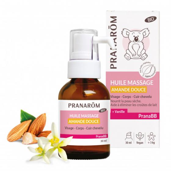 Huile de massage Amande douce bio PranaBB Pranarôm - flacon de 30ml