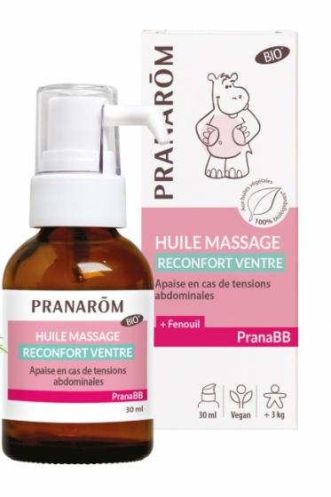 Huile de massage bio réconfort ventre pranaBB Pranarom - flacon de 30 ml