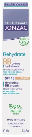 Rehydrate BB crème hydratante bio SPF 10 teinte claire Jonzac - tube de 40ml