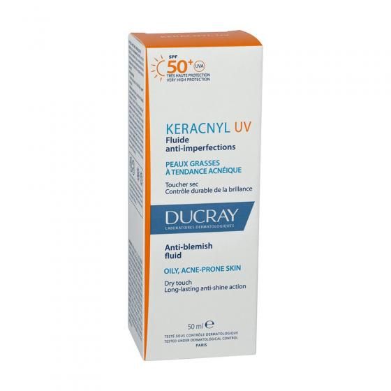Keracnyl UV 50+ Fluide anti-imperfections peaux grasses à tendance acnéique Ducray - tube de 50 ml