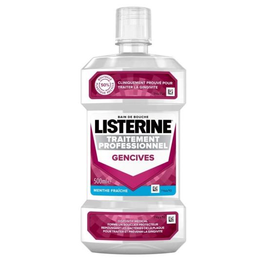 Bain de bouche traitement professionnel gencives Listerine - flacon de 500ml