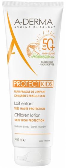 Lait Enfant Très Haute Protection SPF 50+ Protect Kids A-Derma - tube de 250 ml