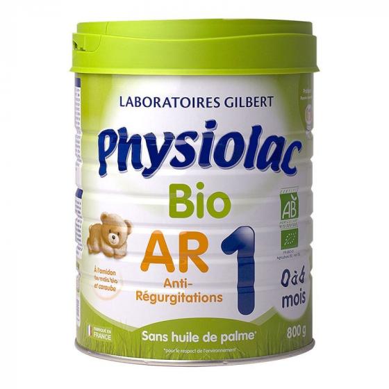 Lait en poudre bio anti-régurgitations AR 1er âge 0-6 mois Physiolac - pot de 800 g