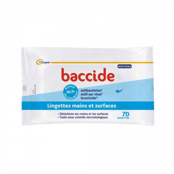 Lingette désinfectante mains & surface Baccide - sachet de 70 lingettes
