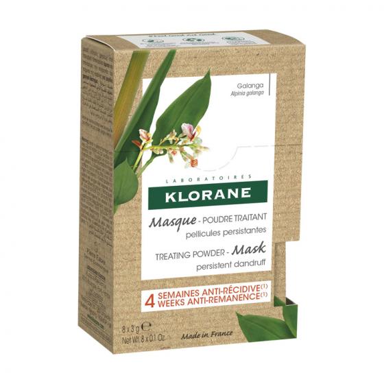 Masque-poudre traitant antipelliculaire au Galanga Klorane - boîte de 8 sachets