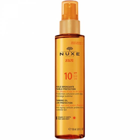 Huile bronzante visage et corps faible protection SPF 10 Nuxe sun - spray de 150 ml