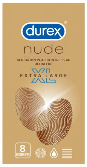 Préservatifs Nude extra large XL Durex - boîte de 8 préservatifs