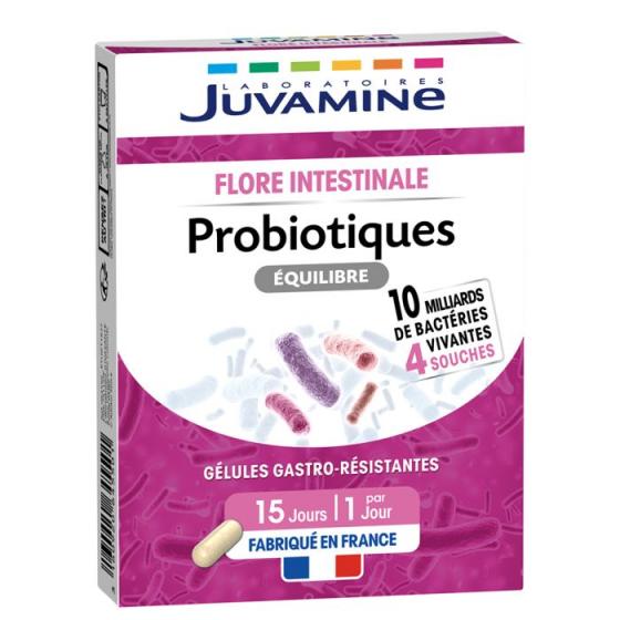 Probiotiques équilibre flore intestinale Juvamine - boîte de 15 gélules