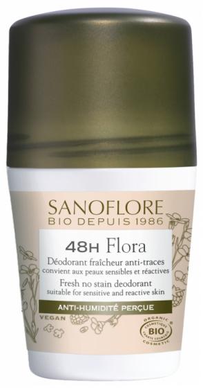 Déodorant efficacité Flora 48h bio Sanoflore - roll-on de 50 ml
