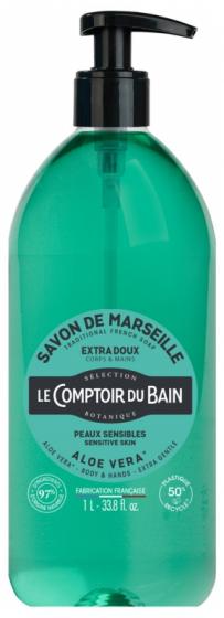 Savon de Marseille liquide aloé vera Le Comptoir du Bain - flacon-pompe de 1 L
