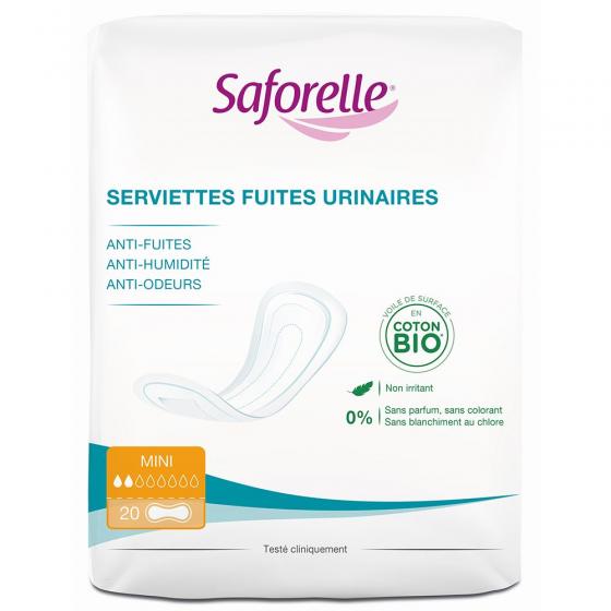 Serviettes fuites urinaires Mini Saforelle - sachet de 20 serviettes