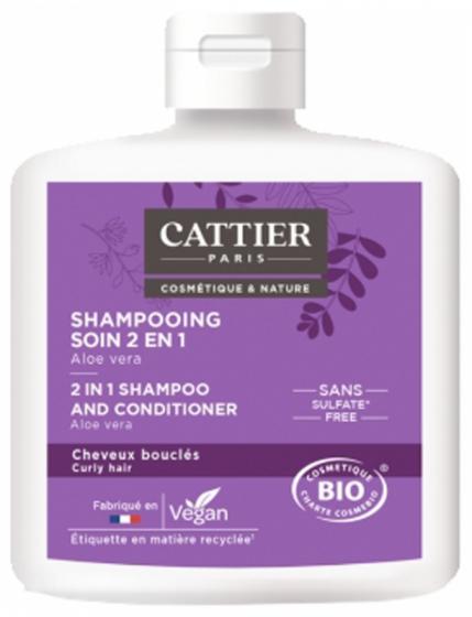 Shampoing soin 2en1 Aloe Vera bio cheveux bouclés Cattier - flacon de 250 ml