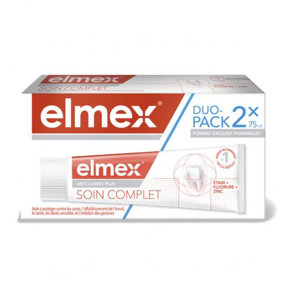 Soin complet anti-caries plus Elmex - lot de 2 tubes de 75 ml