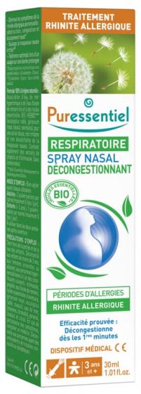 Spray nasal décongestionnant aux huiles essentielles BIO Puressentiel - spray de 30 ml