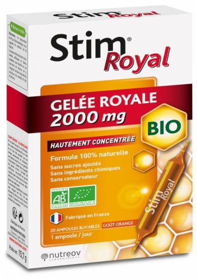 Stim Royal Gelée royale 2000 mg bio Nutreov - boîte de 20 ampoules